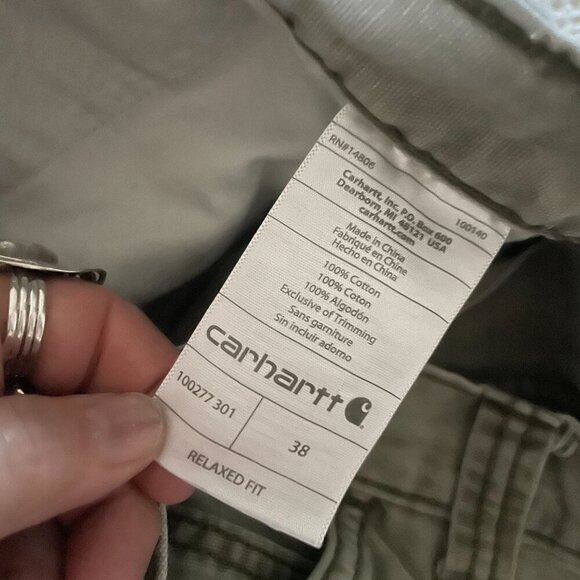 Carhartt Cargo Short Men 38 Tan Relaxed Fit Flat Front Casual Work College Trave - Picture 9 of 9